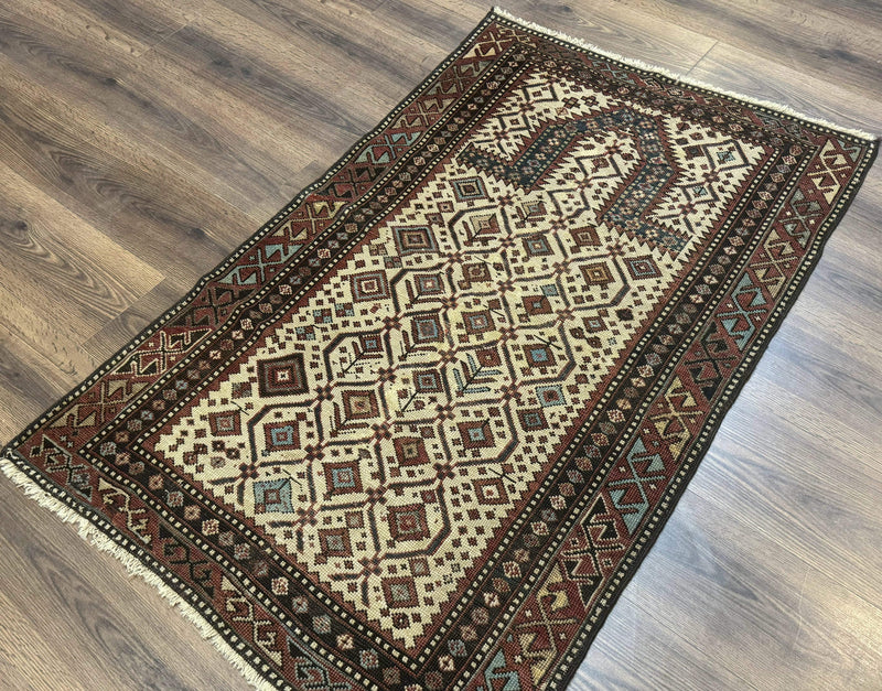 Antique Caucasian Shirvan Rug 3x5, Dagestan Prayer Rug, Collectible, Early 20th Century Rug by Jewel Rugs