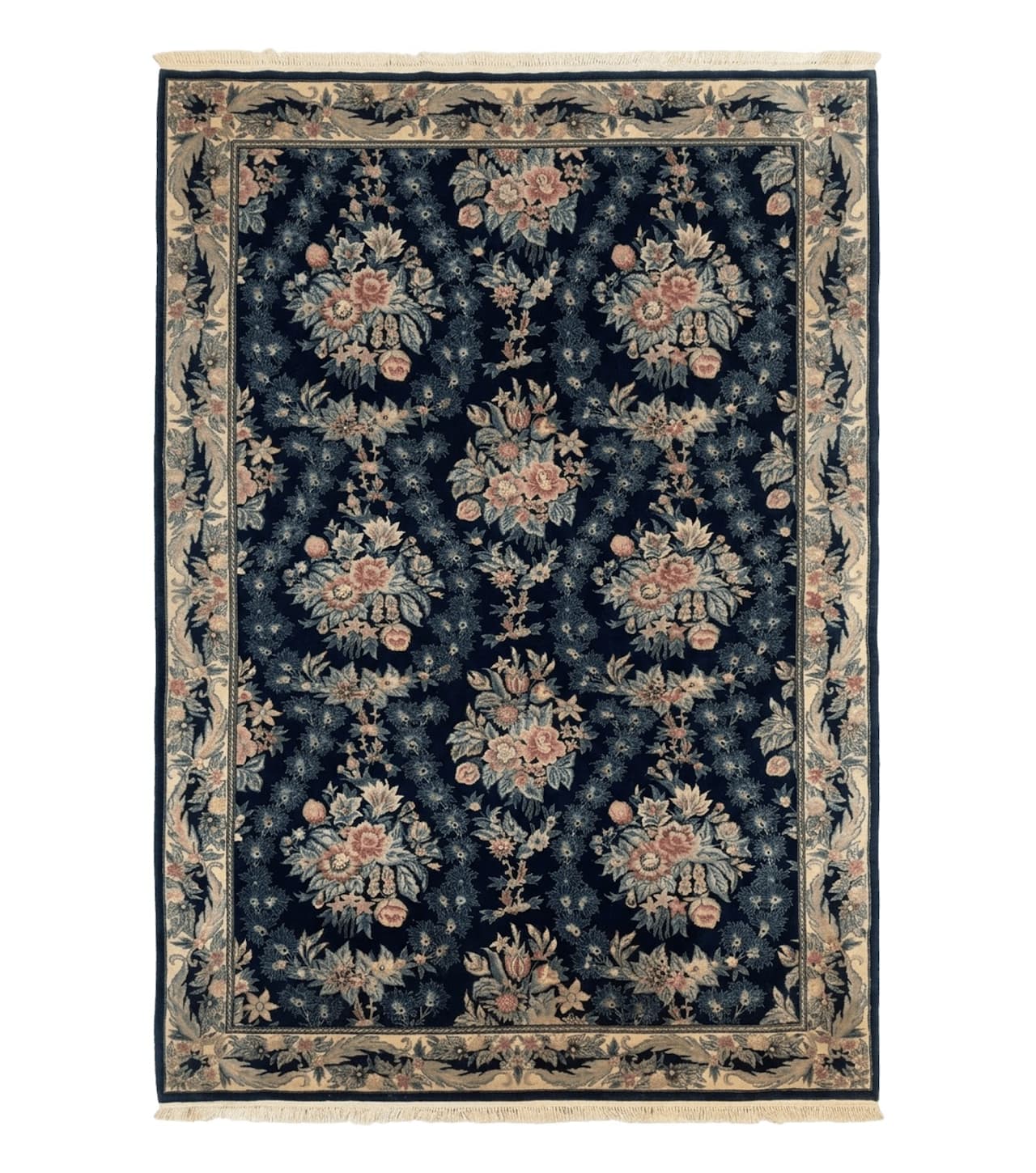 Sino Persian Rug 6x9, Navy Blue, Floral by Jewel Rugs