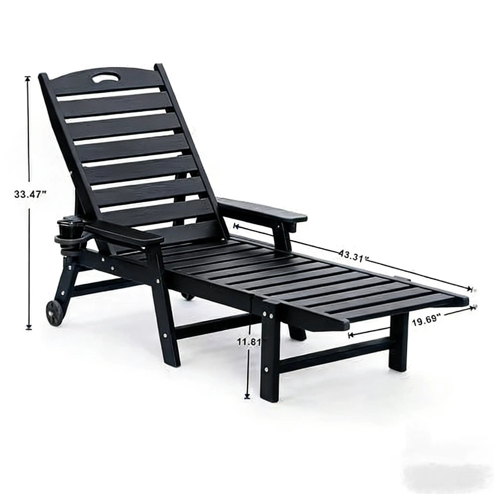 HDPE Chaise Lounge Chair Outdoor with Adjustable Backrest by HouseOfZazla