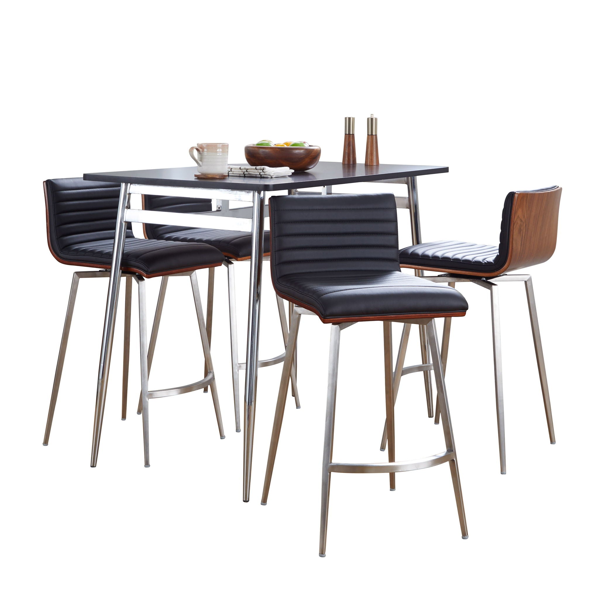 Marcel Mason - 5 Piece Swivel Contemporary Counter Height Dining Set by HouseOfZazla