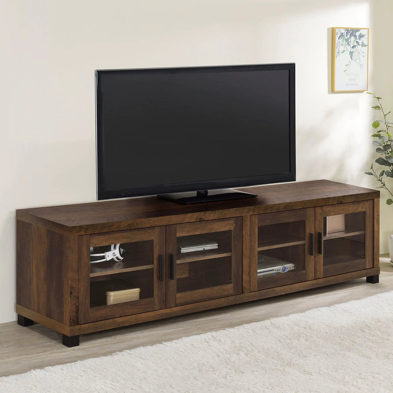 Sachin 4-door Engineered Wood 79-inch TV Stand Dark Pine by Unique Piece Furniture