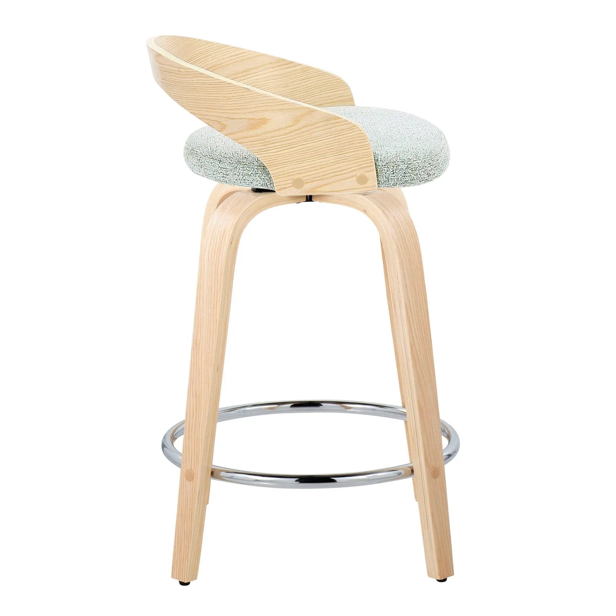 Grotto - Contemporary Fixed Height Counter Stool & Swivel, Round Footrest (Set of 2) by HouseOfZazla
