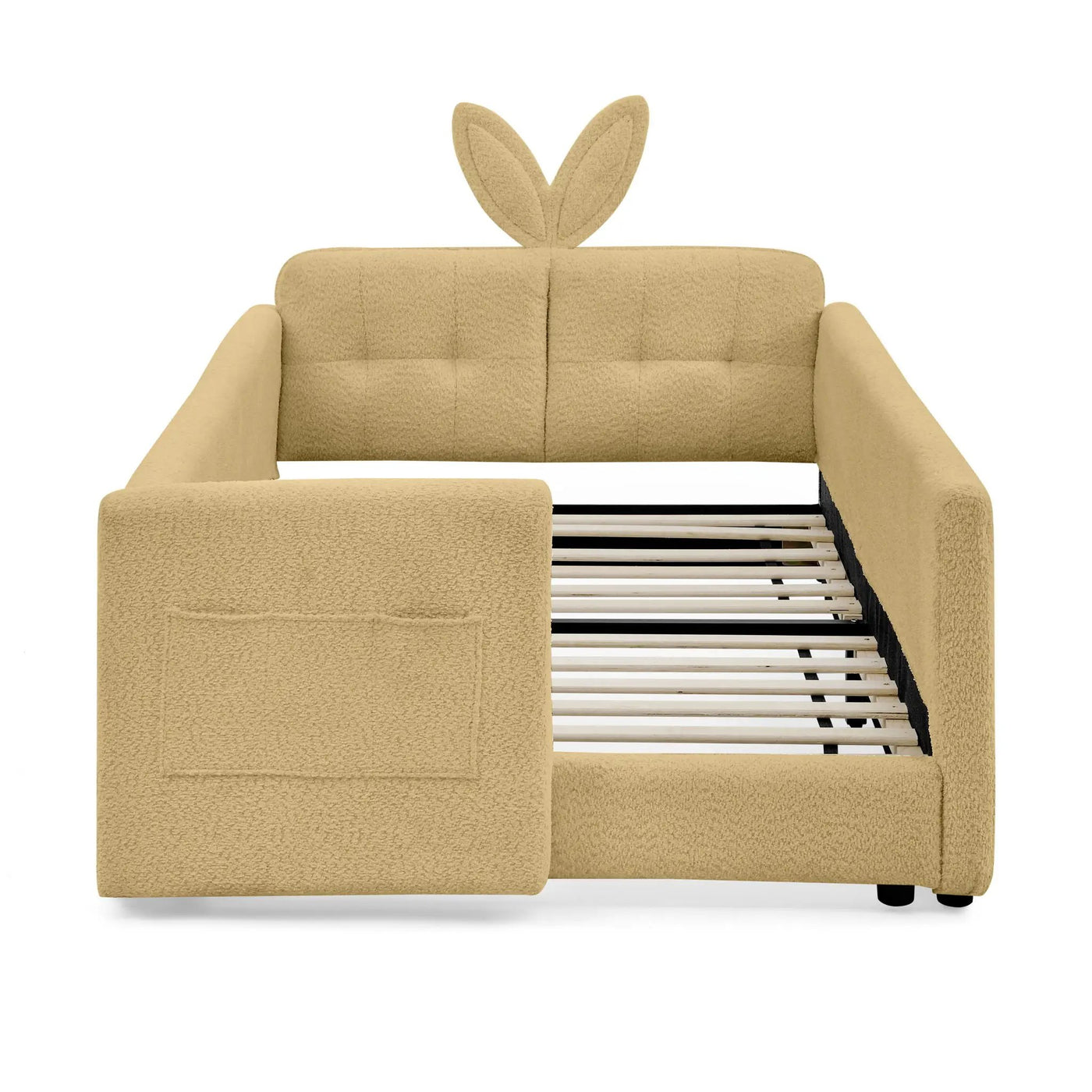 Cute Rabbit Ear Upholstered Platform Bed Frame With Safety Rail by HouseOfZazla