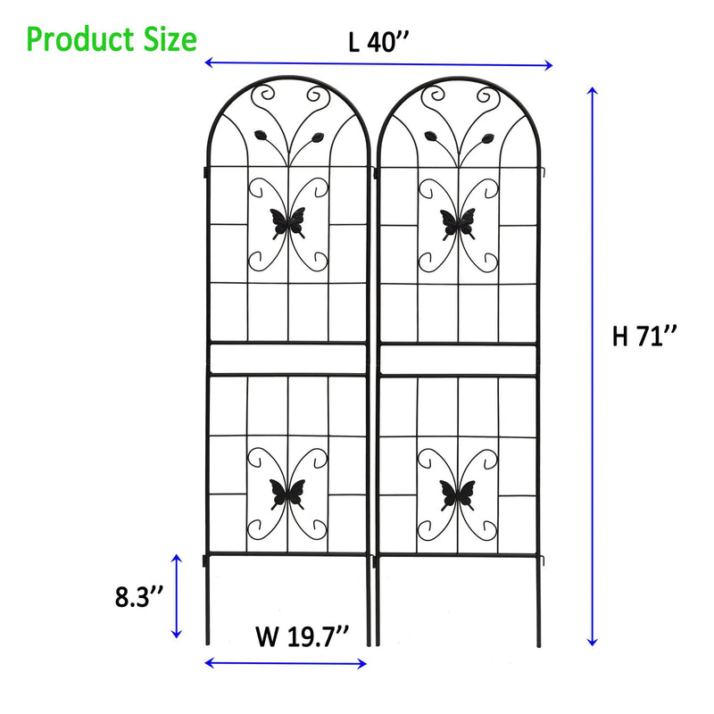 2 Pack Metal Garden Trellis 71" x 19.7" Rustproof Outdoor Support by HouseOfZazla