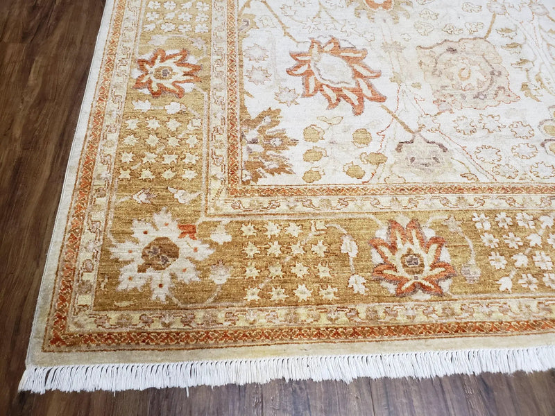 8x10 Oushak Rug, Pakistani Peshawar Wool Carpet, Beige Tan by Jewel Rugs