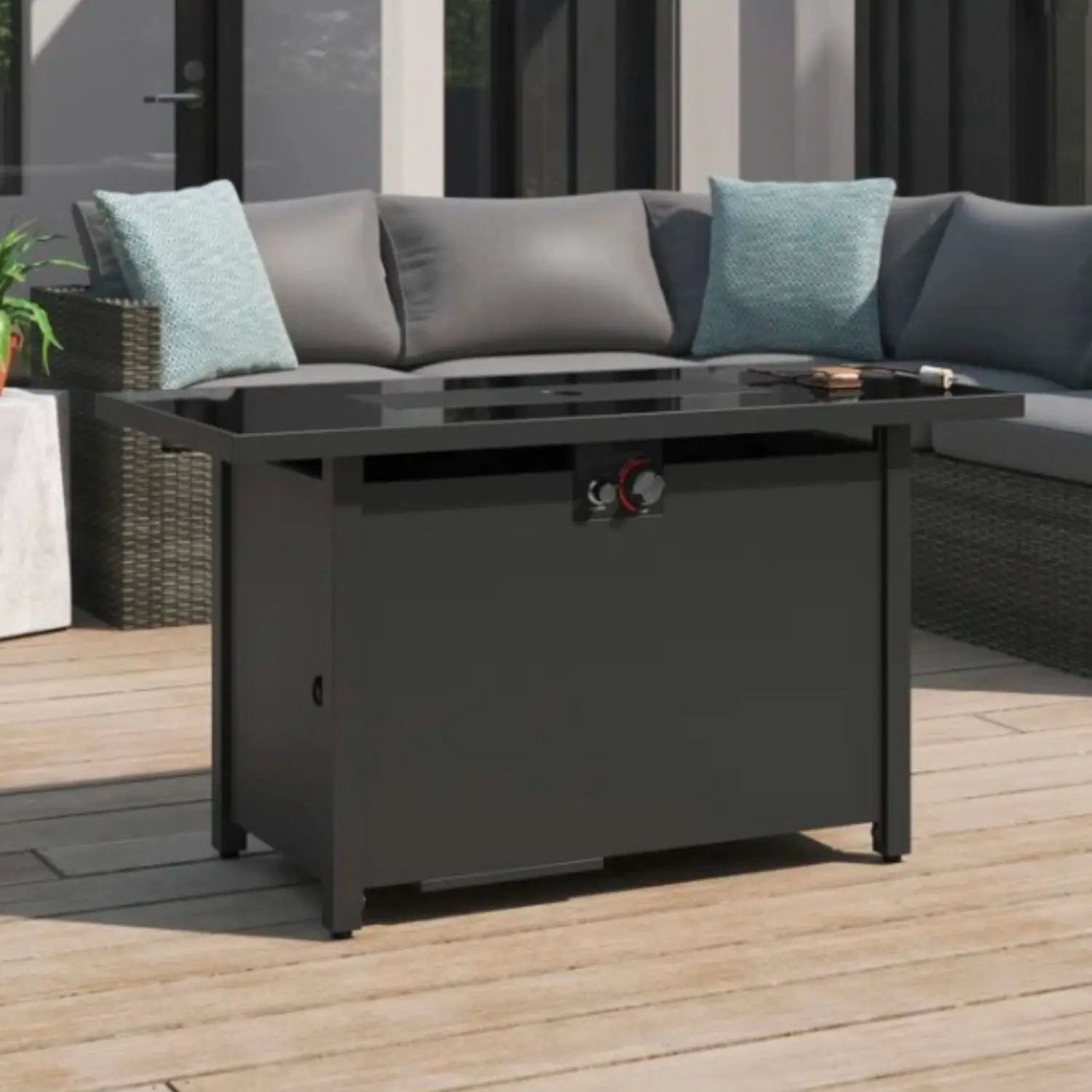 Outdoor Fire Pit Table With Lid - Dark Gray by HouseOfZazla