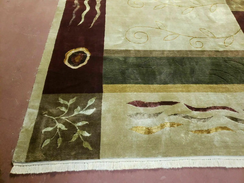 6' X 9' Modern Handmade Tibetan Nepal Wool & Silk Rug Decorative Abstract Gold by Jewel Rugs