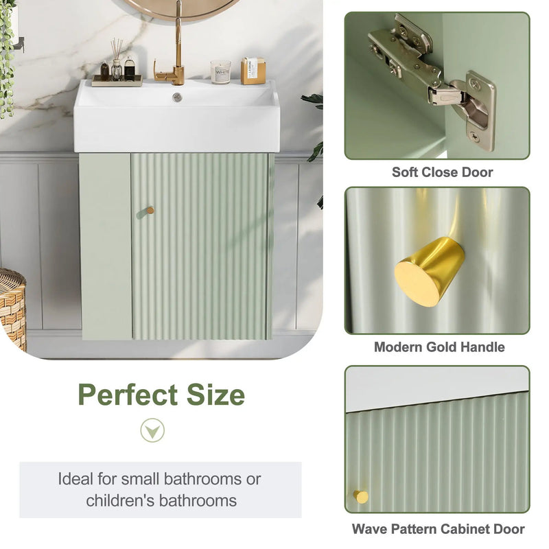 Modern Floating Bathroom Vanity With Ceramic Basin Perfect For Small Bathrooms by HouseOfZazla