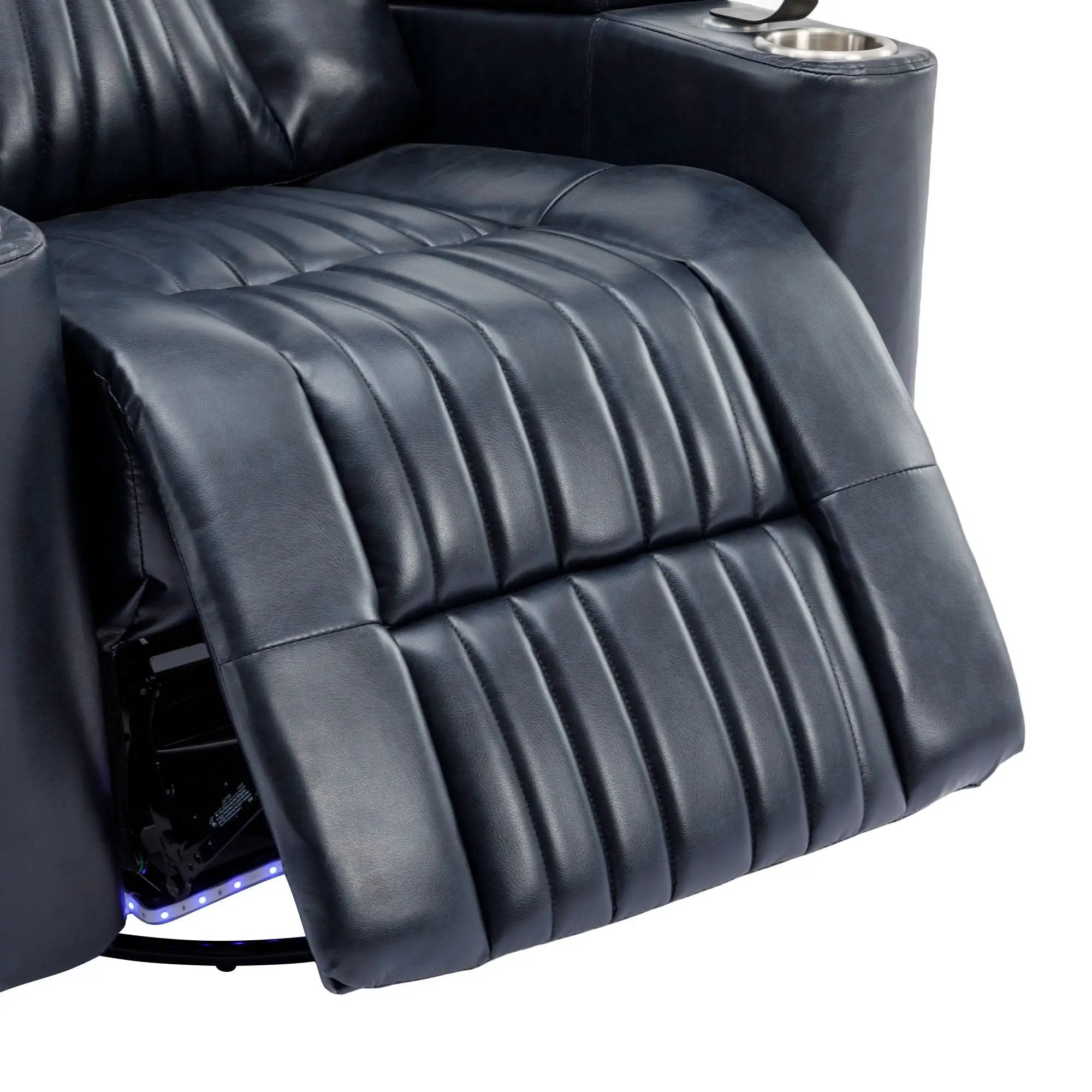 270° Power Swivel Recliner Home Theater Chair With Hidden Arm Storage, LED Light, Cup Holder, And Tray Table by HouseOfZazla