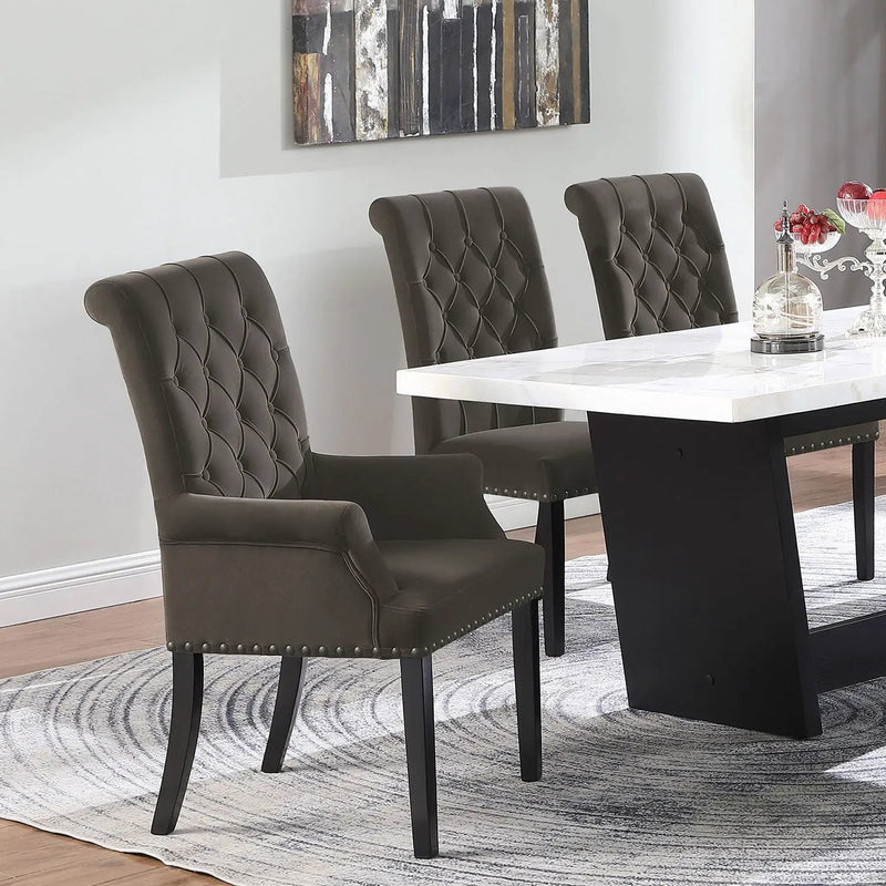 Norwich - Dining Arm Chair With Button Tufting And Rolled Top