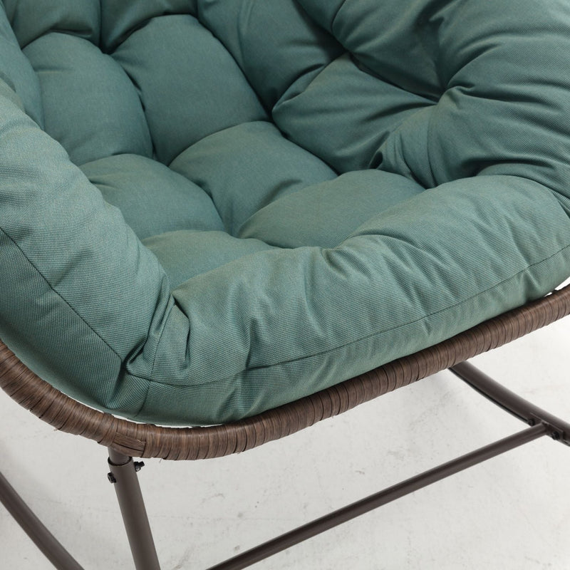Indoor / Outdoor Oversized Wicker Egg Rocker Chair - Light Green