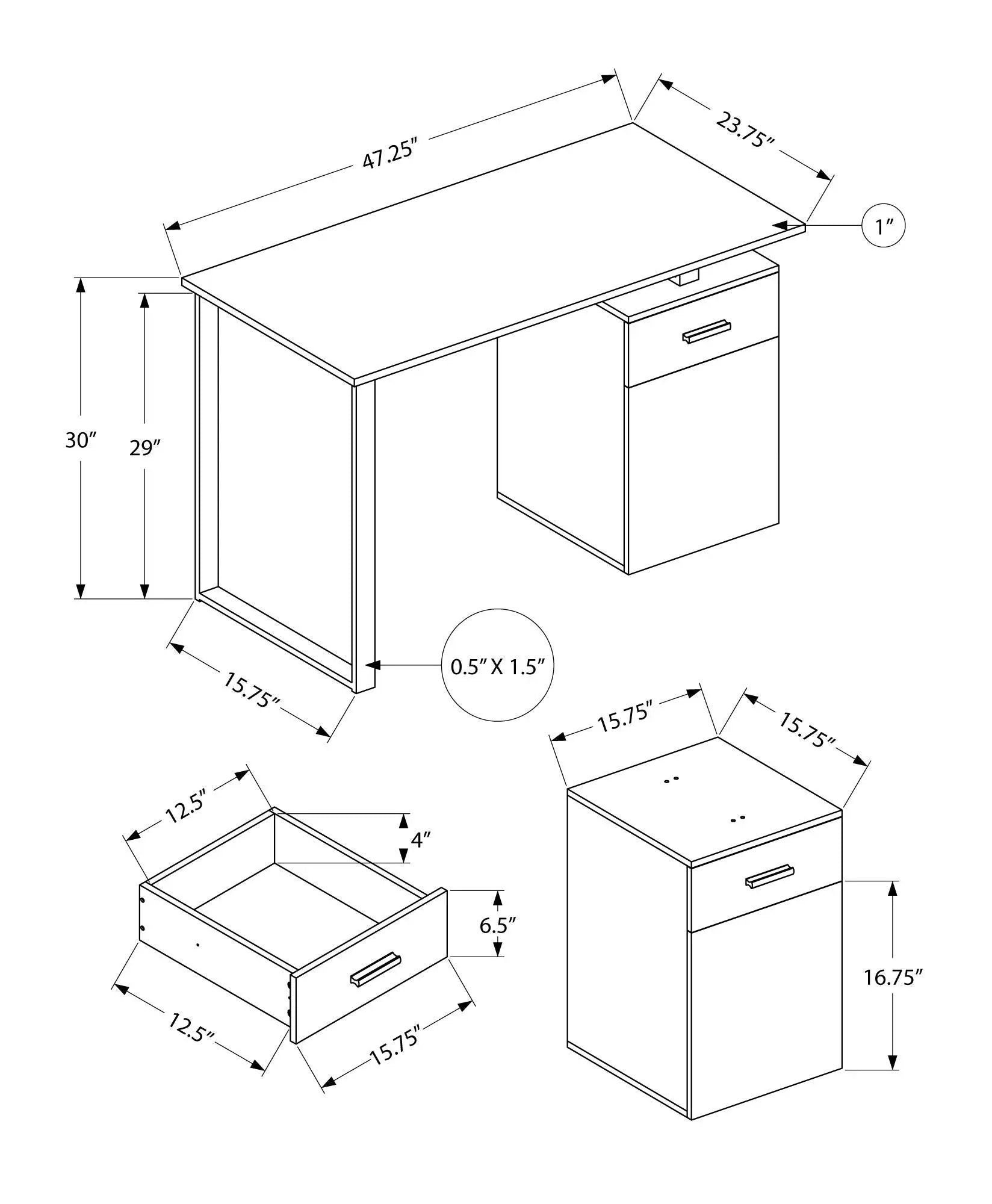 Computer Desk, Home Office, Laptop, Left, Right Set-Up, Storage Drawers, Work, Contemporary, Modern by Unique Piece Furniture