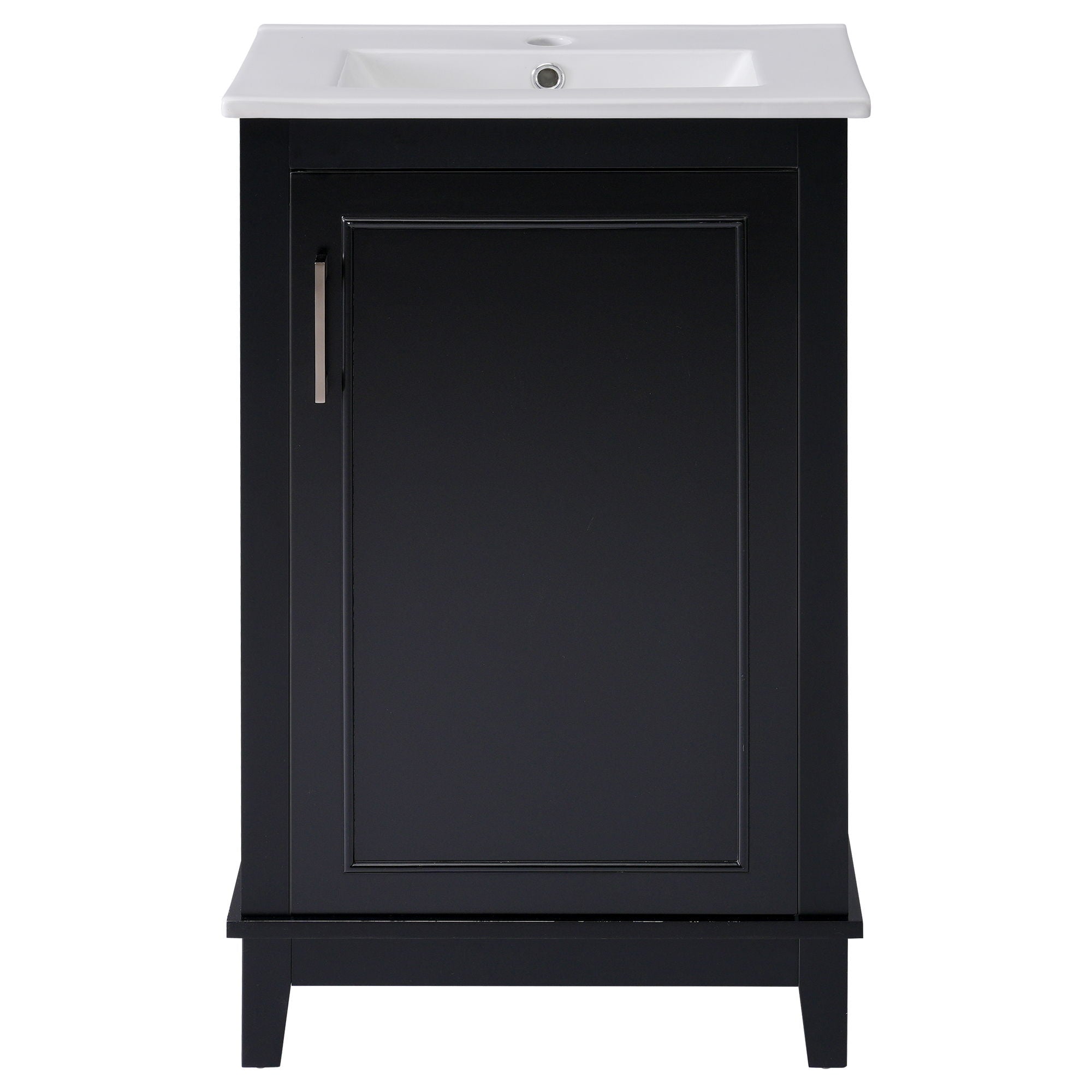 Modern Small Bathroom Vanity Cabinet With Ceramic Basin, Ample Storage, 1 Soft Close Door by HouseOfZazla