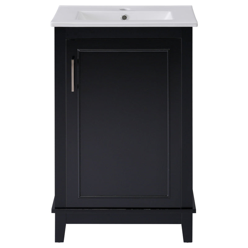 Modern Small Bathroom Vanity Cabinet With Ceramic Basin, Ample Storage, 1 Soft Close Door by HouseOfZazla