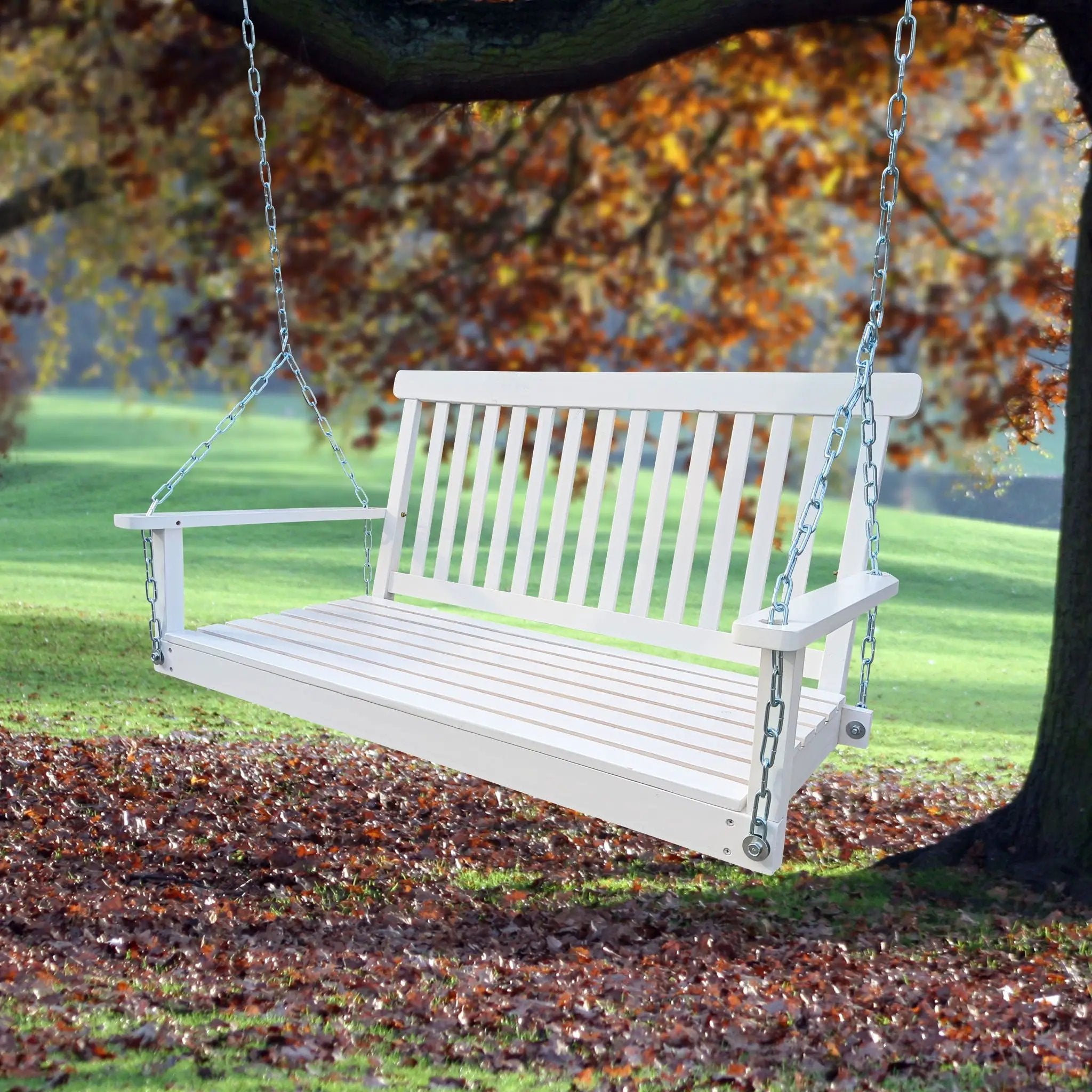 Front Porch Swing With Armrests For Outdoor Patio, Garden Yard, Backyard Or Sunroom by Unique Piece Furniture