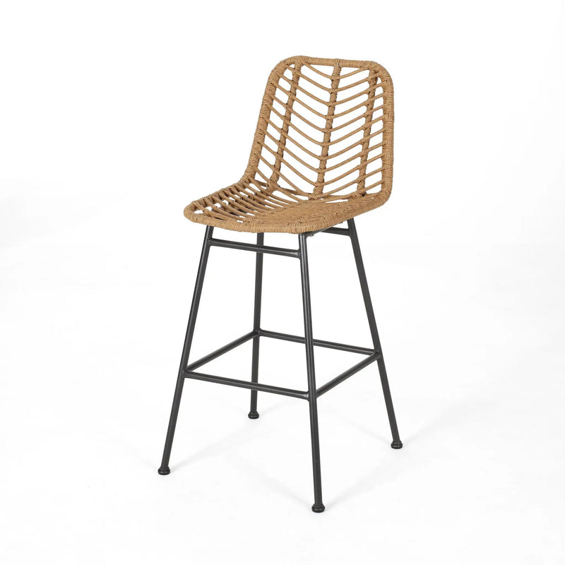 Sawtelle Outdoor Wicker Barstools (Set of 2) by HouseOfZazla
