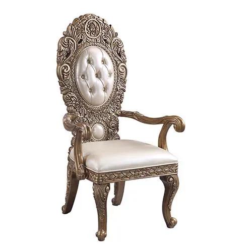 Constantine - Arm Chair (Set of 2) - Synthetic Leather , Brown & Gold by Unique Piece Furniture
