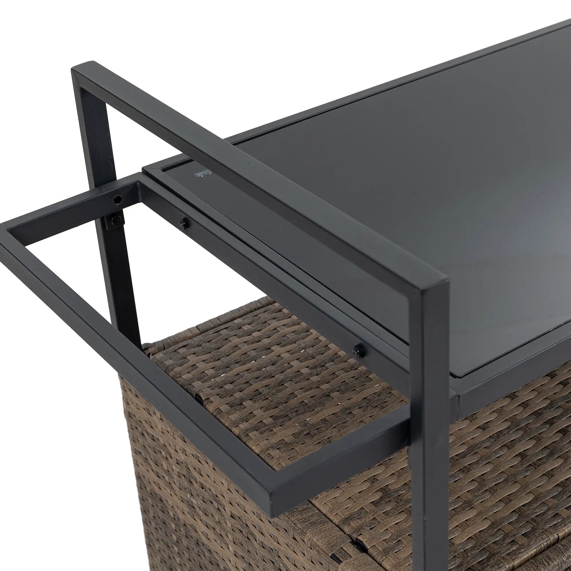 Outdoor Wicker Bar Cart with Glass Top and Wheels by HouseOfZazla