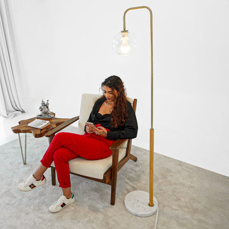 Tall Corner Floor Lamp For Living Room - White by HouseOfZazla