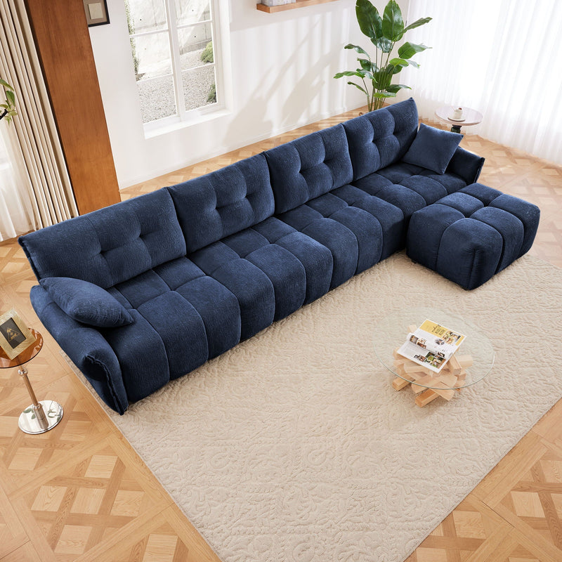 Sofa Set With Ottoman And Pillows, Textured, High Resilience Cushions by HouseOfZazla