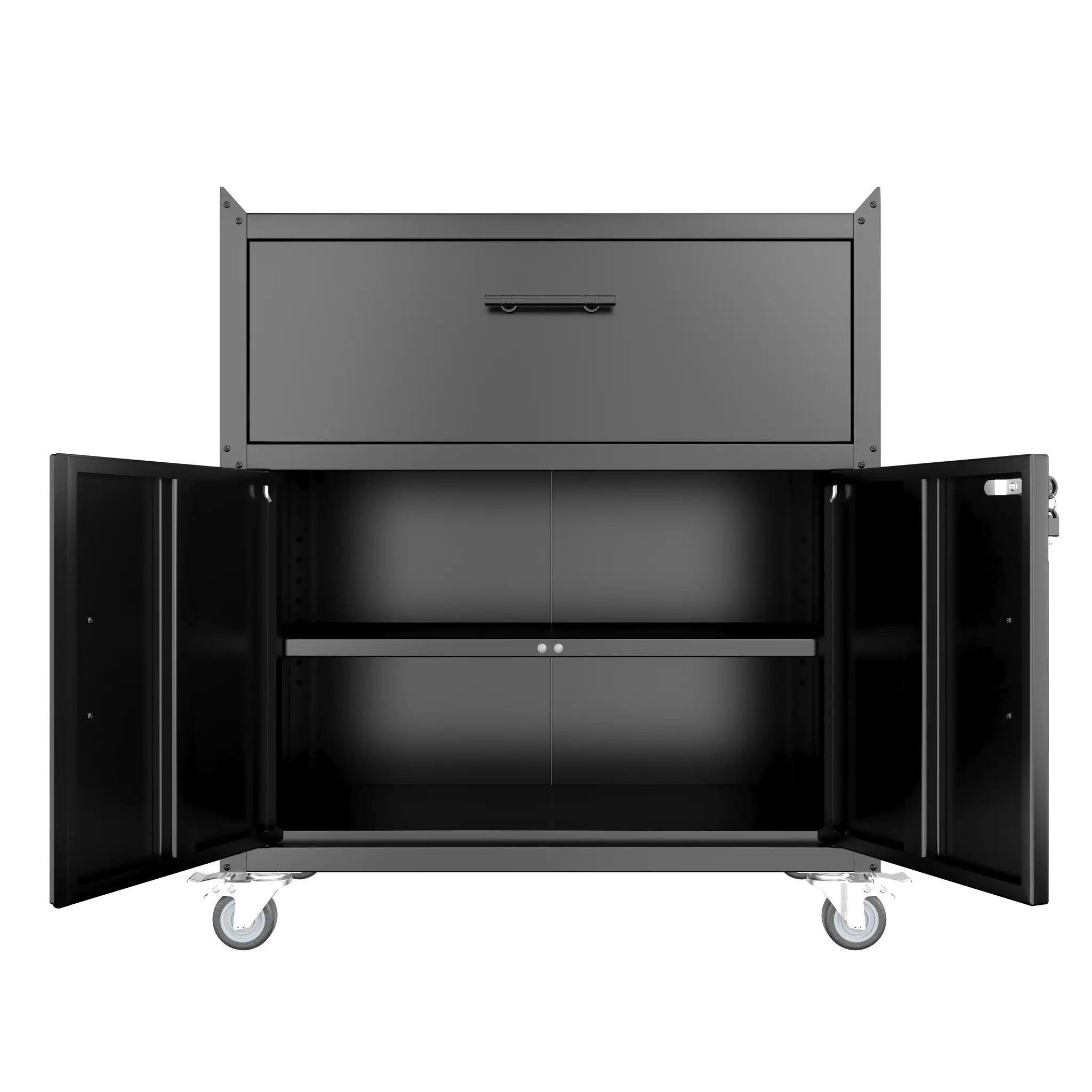 Rolling Metal Tool Storage Cabinet, Lockable Garage Storage Cabinet, Locking Metal Storage Cabinet With Wheels, Rolling Tool Chest, Assembly Required - Black by HouseOfZazla