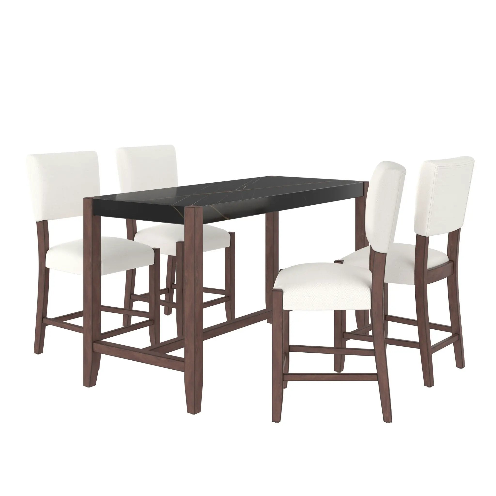5 Piece Counter Height Dining Set, Bar Table With 4 Upholstered Chairs by Unique Piece Furniture