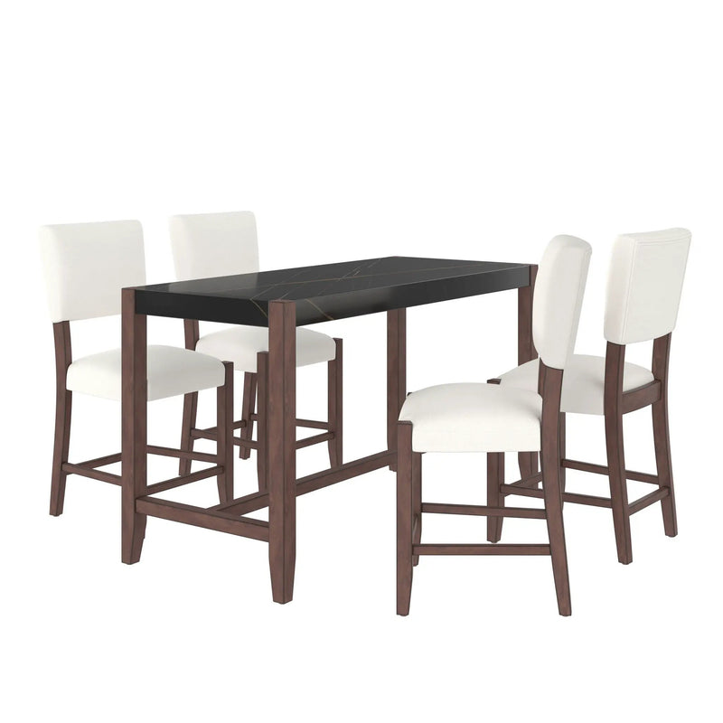 5 Piece Counter Height Dining Set, Bar Table With 4 Upholstered Chairs by HouseOfZazla