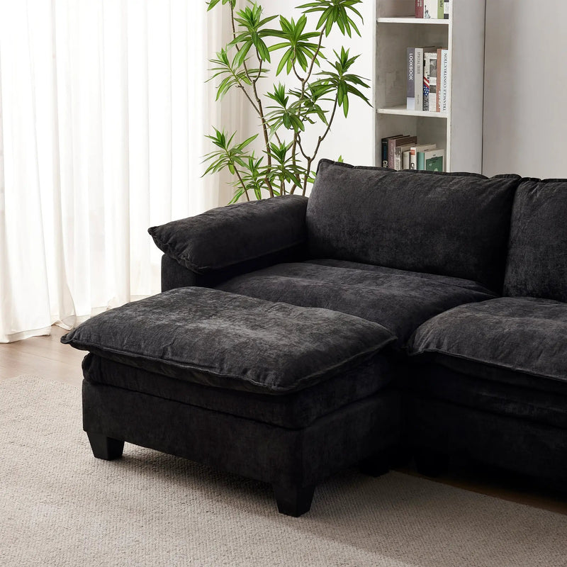 Luxury Couch with Ottoman in Soft Chenille by HouseOfZazla