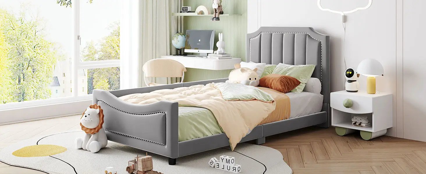 Upholstered Daybed With Classic Stripe Shaped Headboard by HouseOfZazla