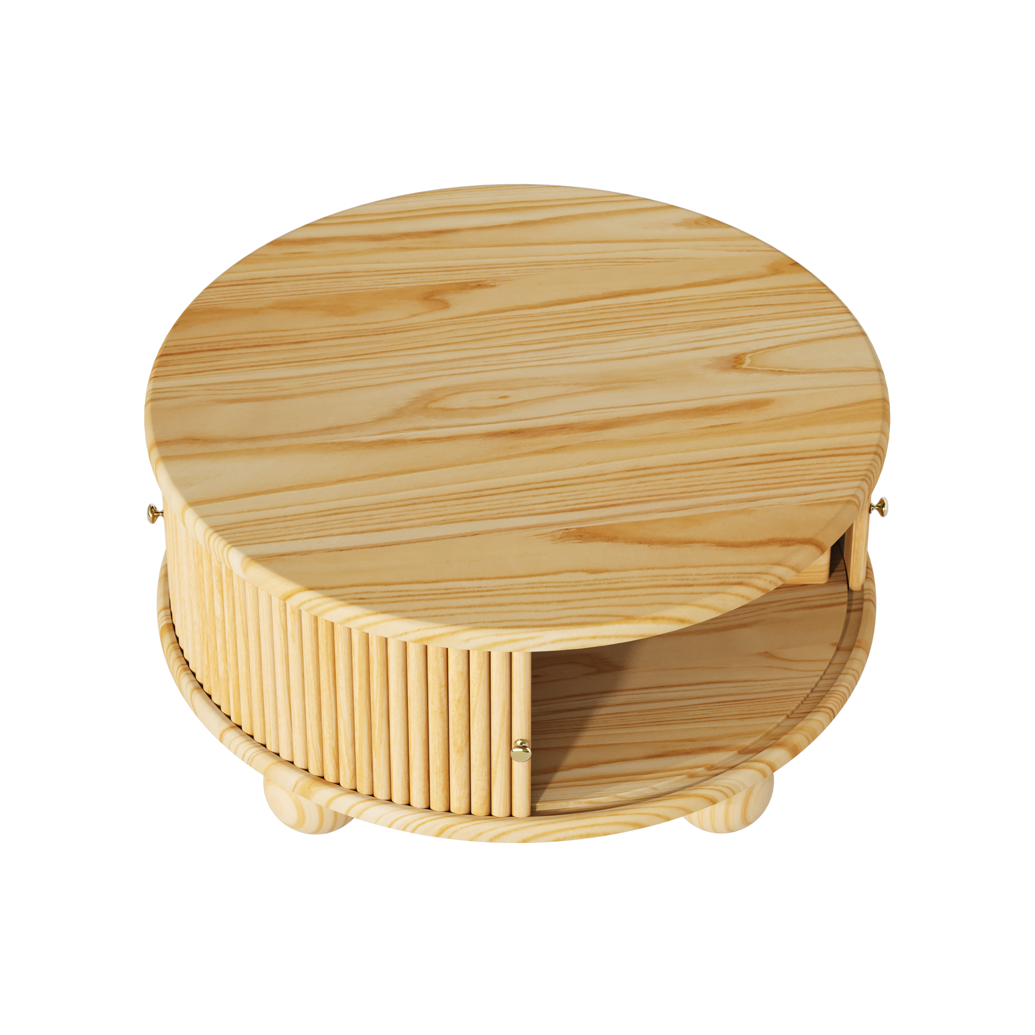 Round Fluted Coffee Table with Storage by HouseOfZazla