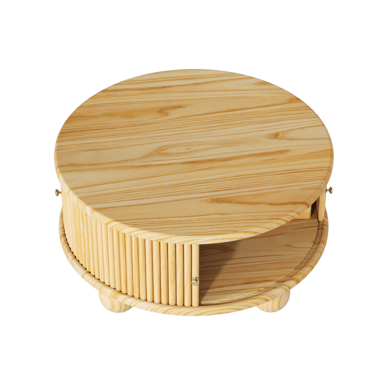 Round Fluted Coffee Table with Storage by HouseOfZazla