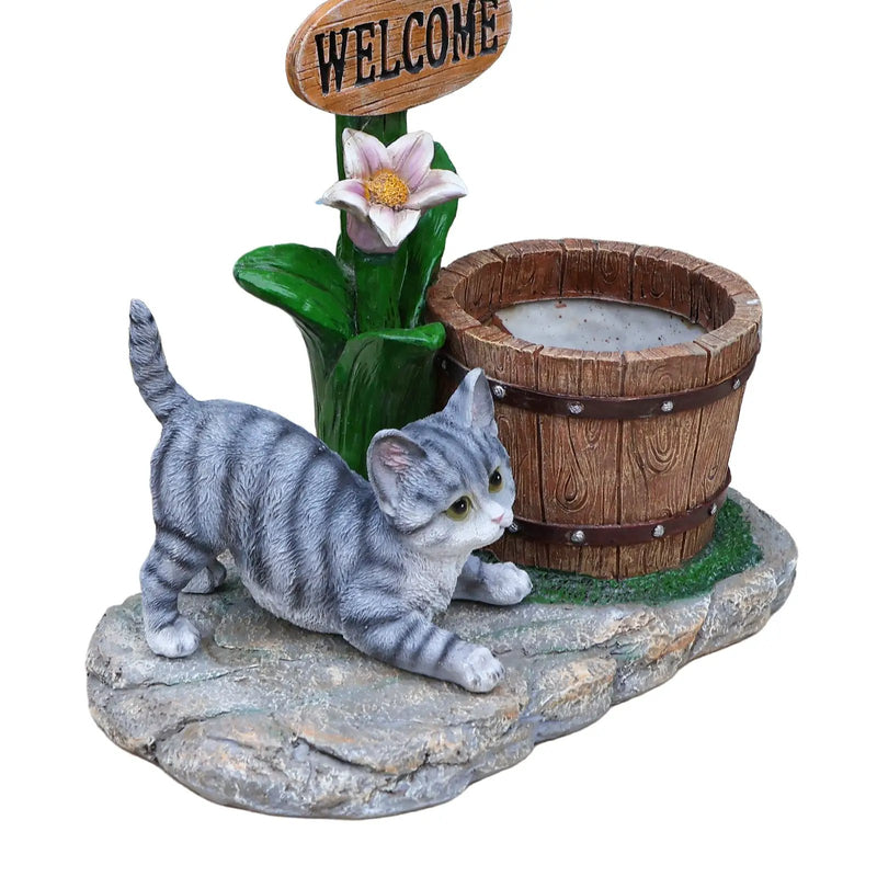 Lying Cat Solar Planter Garden Decor by HouseOfZazla