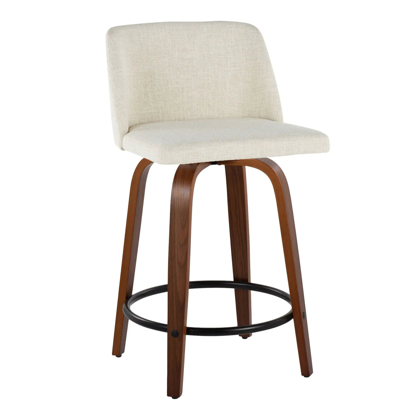 Toriano - Contemporary Fixed Height Counter Stool Swivel With Round Footrest (Set of 2) by HouseOfZazla