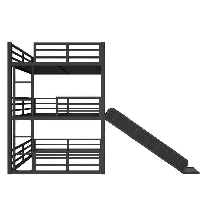 Full Over Full Over Full Bunk Bed with Slide by HouseOfZazla