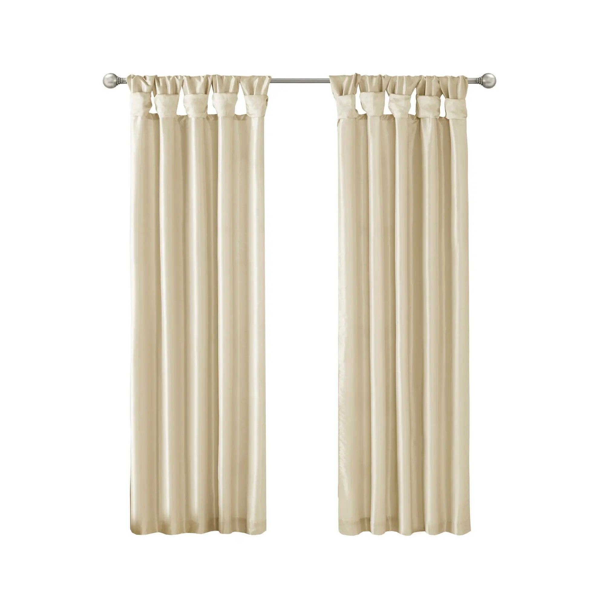 Twist Tab Lined Window Curtain Panel Champagne 50x95 by HouseOfZazla