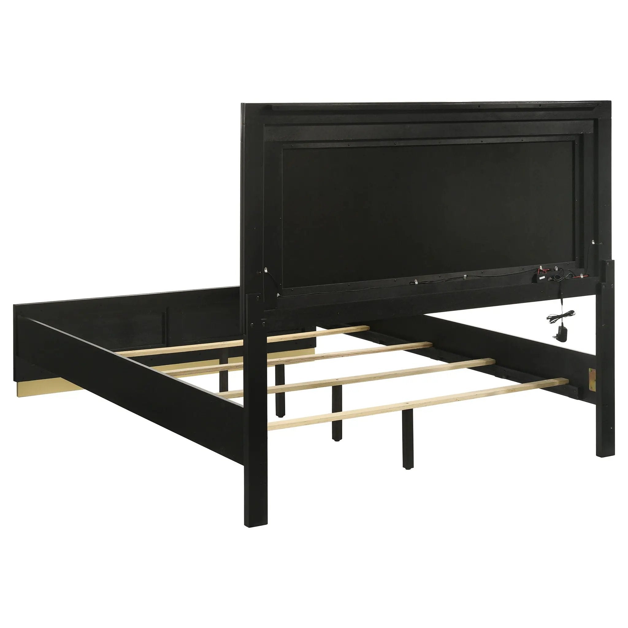 Caraway Wood Eastern King LED Panel Bed Black by Unique Piece Furniture