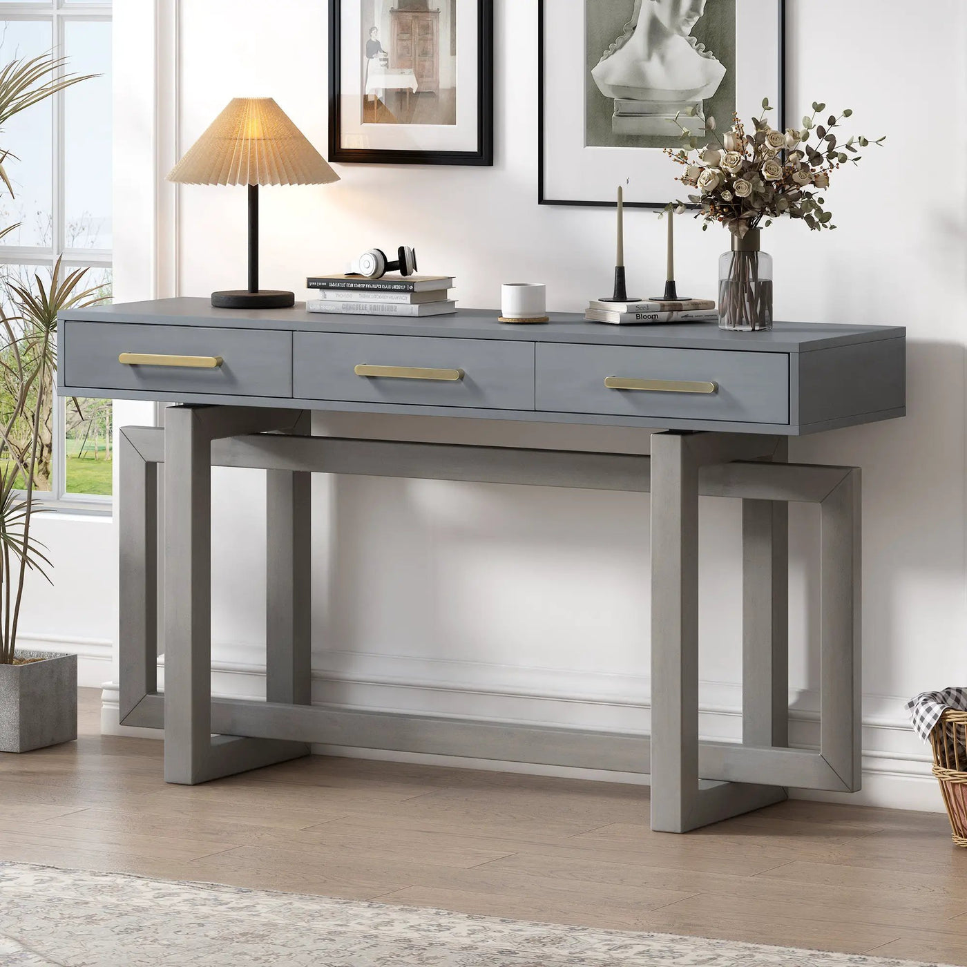 U_STYLE Elegant Console Table with Three Drawers by HouseOfZazla
