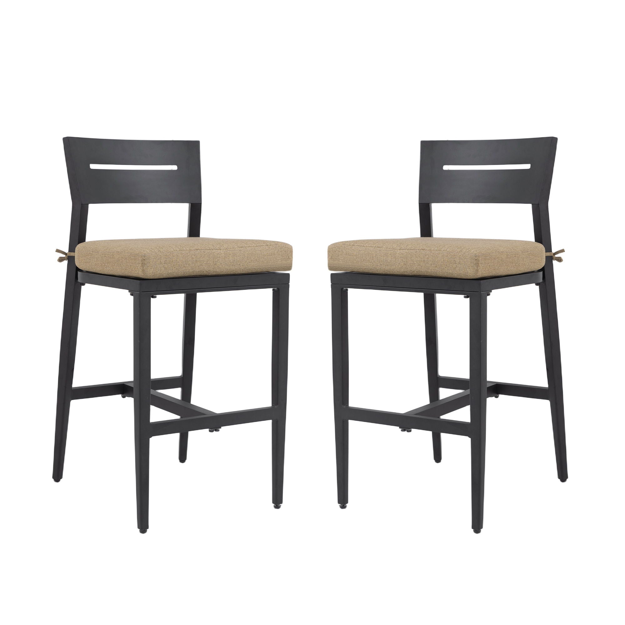 Modern Outdoor Bar Stools With Backrest And Footrest (Set of 2) by HouseOfZazla