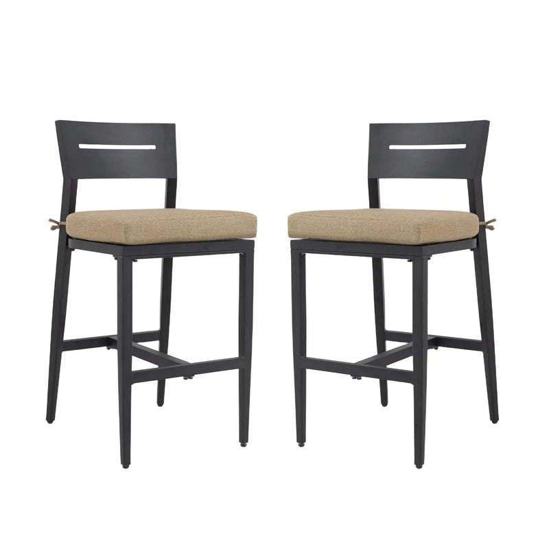 Modern Outdoor Bar Stools With Backrest And Footrest (Set of 2) by HouseOfZazla