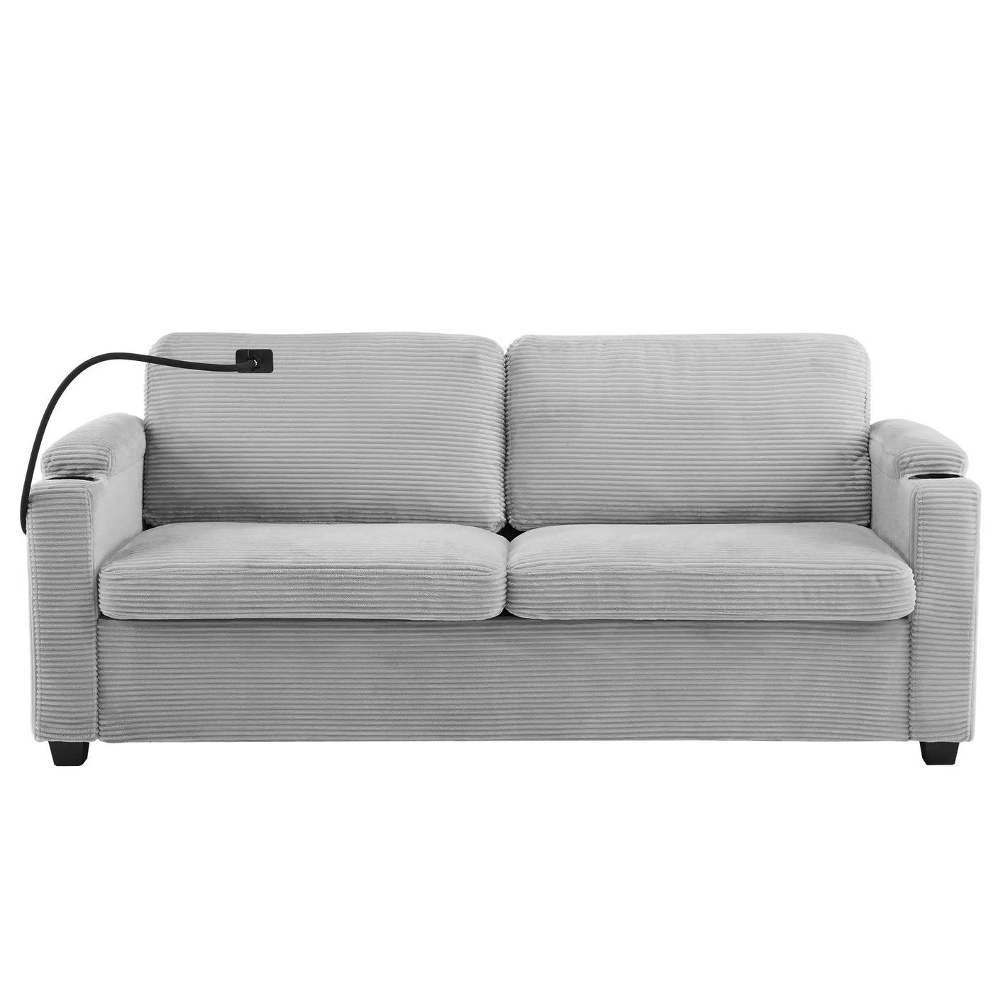 Sleeper Sofa Loveseat Sofa With Full Size Mattress, 2 USB Ports, 2 Cup Holders, 2 Side Pockets And Phone Holder by HouseOfZazla