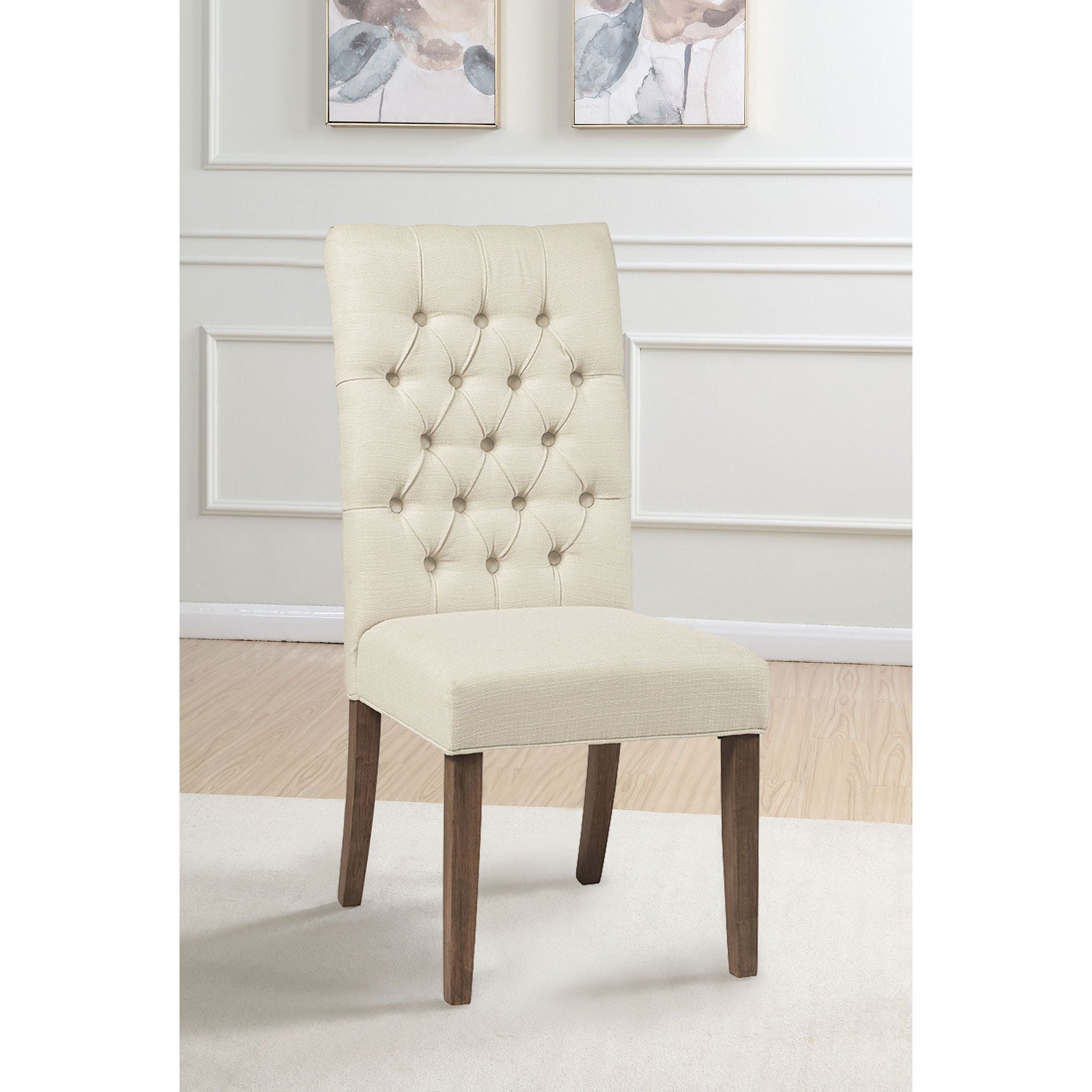 Tufted Back Parson Chairs (Set of 2) - Beige by HouseOfZazla