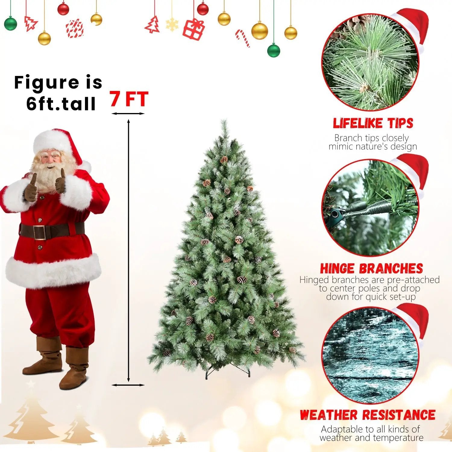 8 Ft The Full-Bodied Pre-Decorated Pinecone Christmas Tree by HouseOfZazla