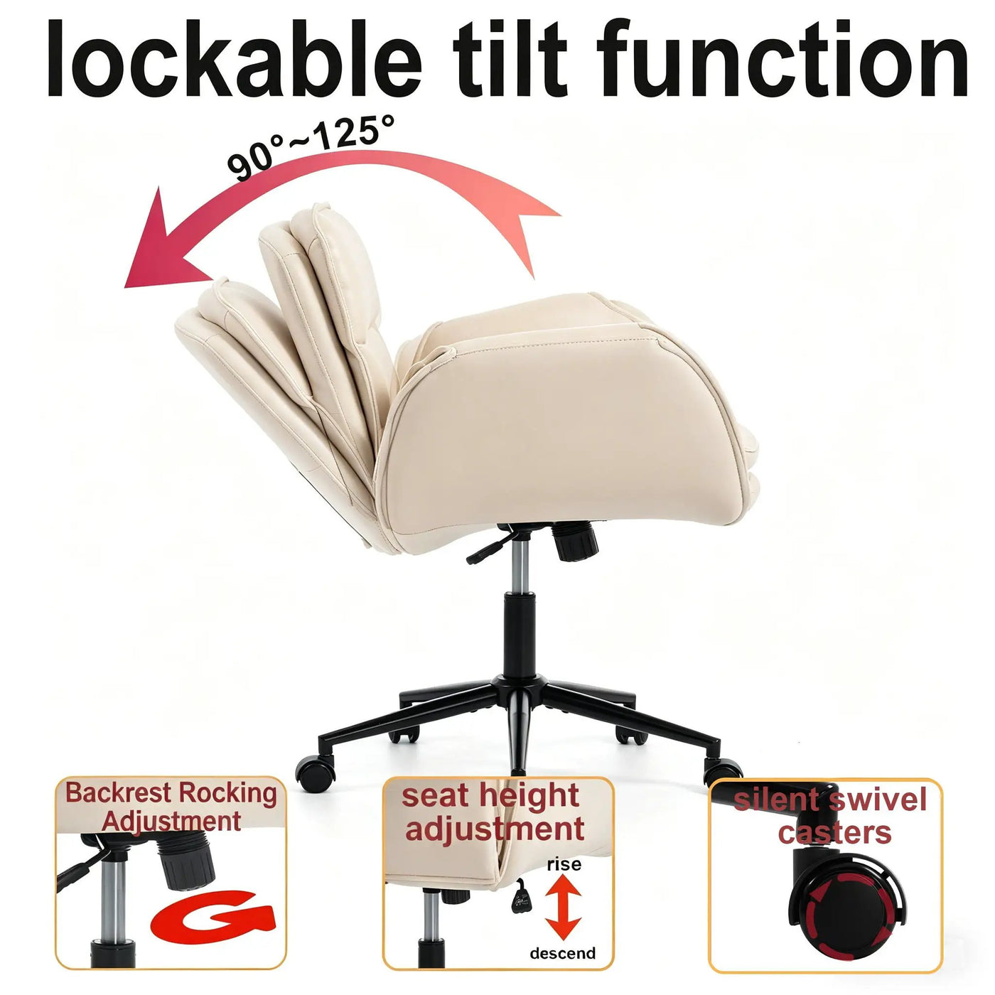 Criss Cross Swivel Desk Chair With Adjustable Armrests & Wheels For Home Office by HouseOfZazla