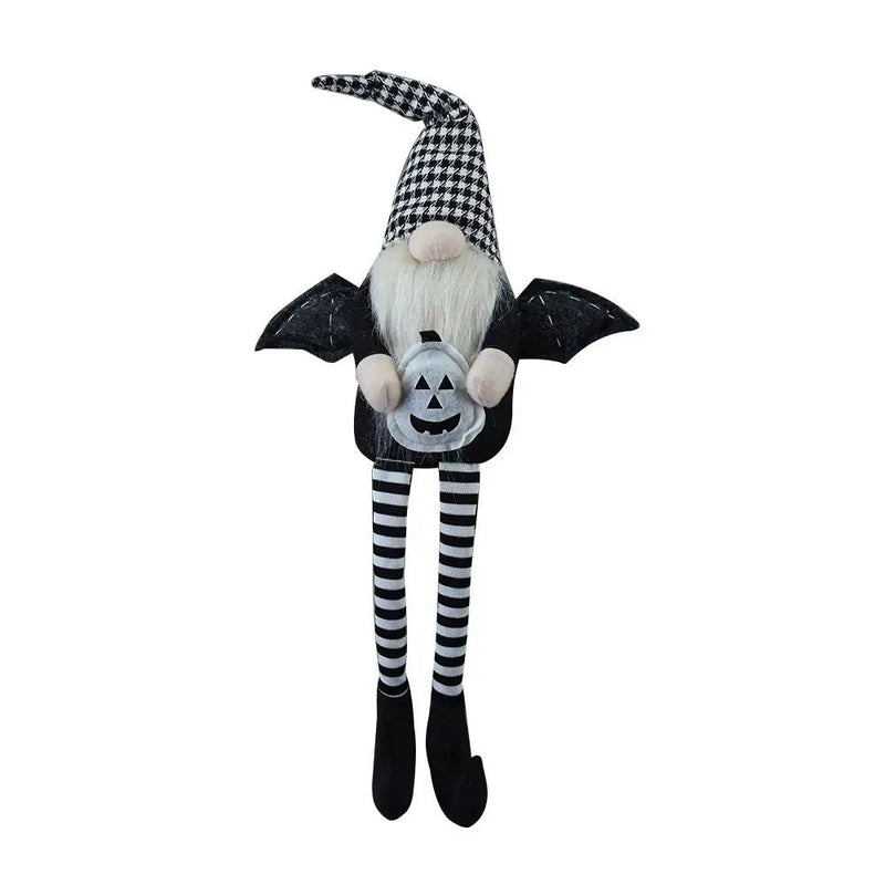 Sitting Gnome With Wings & Plaid Hat, For Halloween Decor by HouseOfZazla
