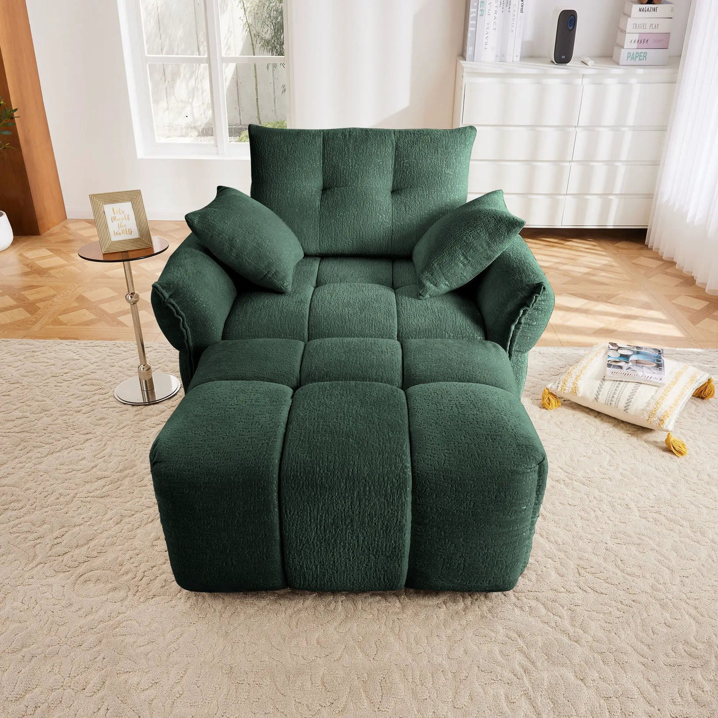Ergonomic Single Seater Sofa With Ottoman, High Resilience Support Cushions by Unique Piece Furniture