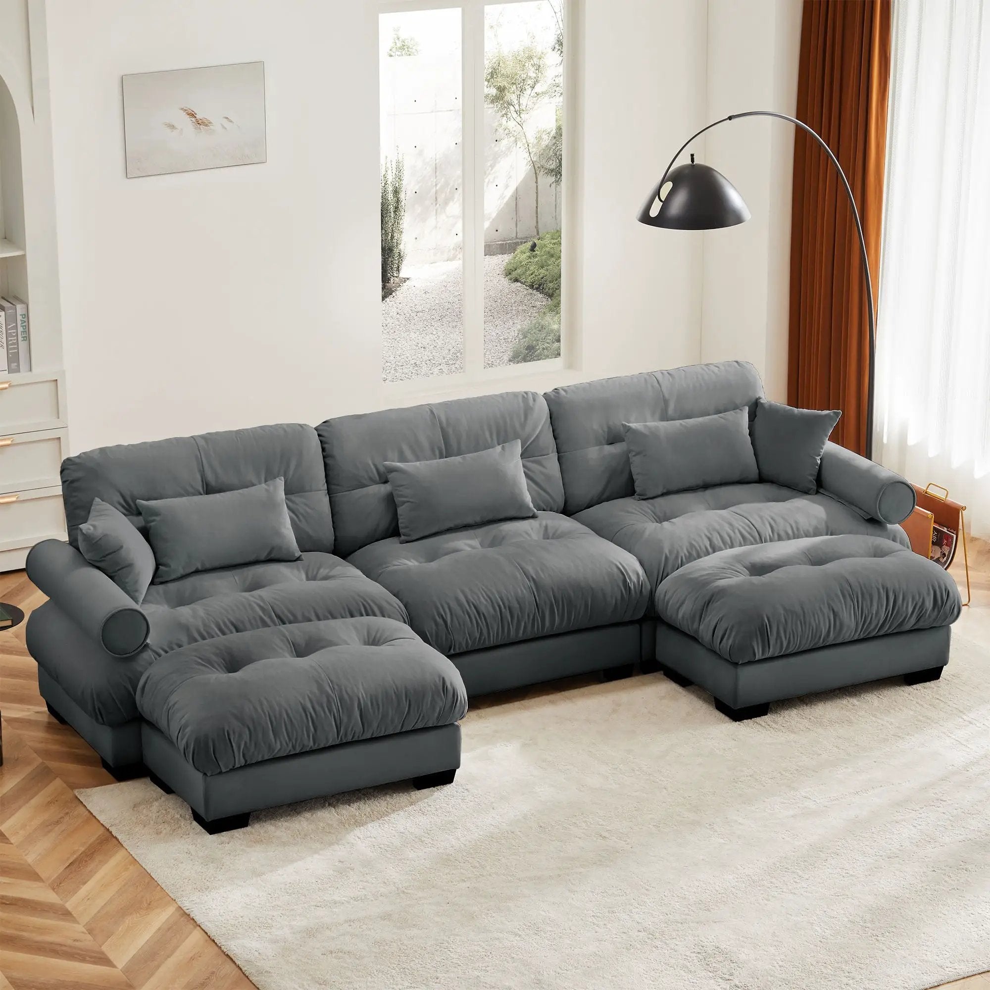 Super Comfort Oversized Modular Sectional Sofa With Movable Ottoman by HouseOfZazla