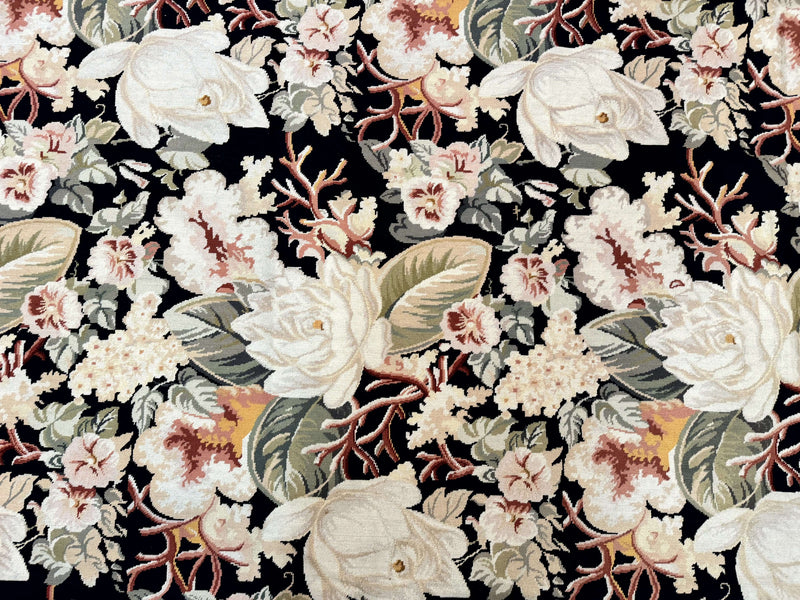 Palace Size Needlepoint Rug 13x17, Extra Large Wool Floral Handmade Carpet, European Design, Botanical by Jewel Rugs