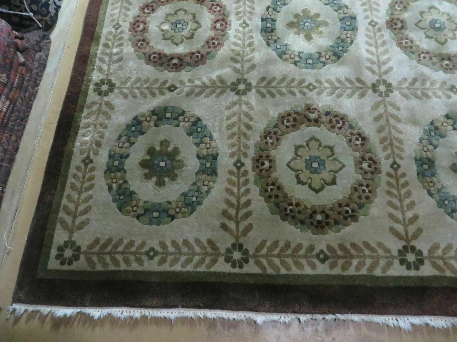 9' X 12' Modern Handmade Indo Lahore Wool Rug Art Deco Olive Ivory Nice Wow by Jewel Rugs