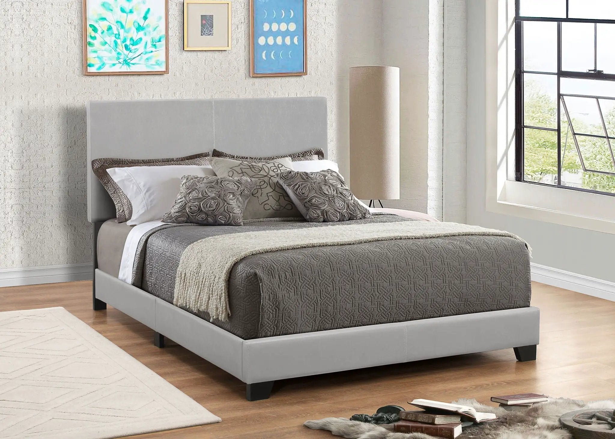 Dorian Faux Leather Upholstered California King Bed Grey by Unique Piece Furniture