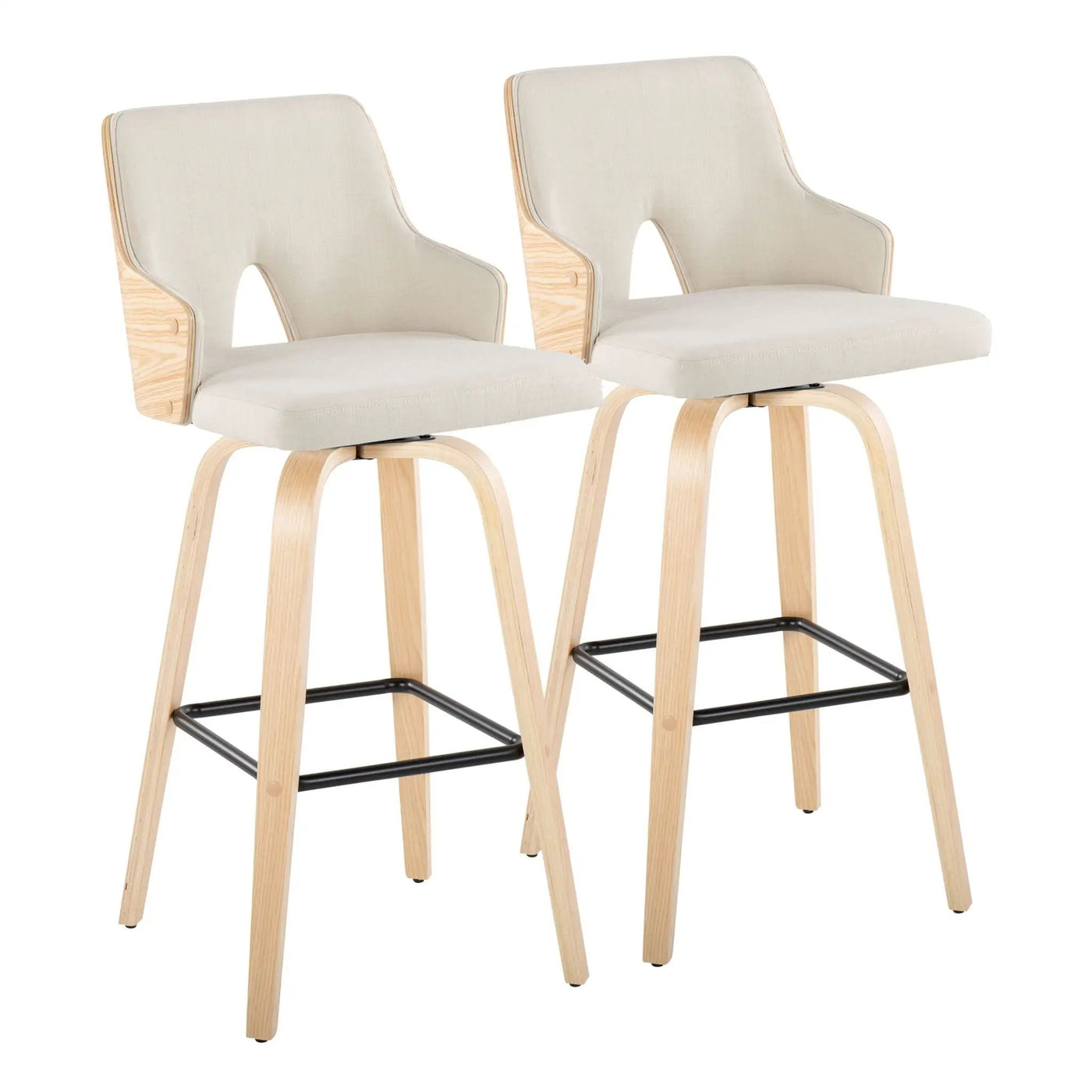 Stella - Contemporary Fixed Height Barstool With Swivel Square Footrest (Set of 2) by HouseOfZazla